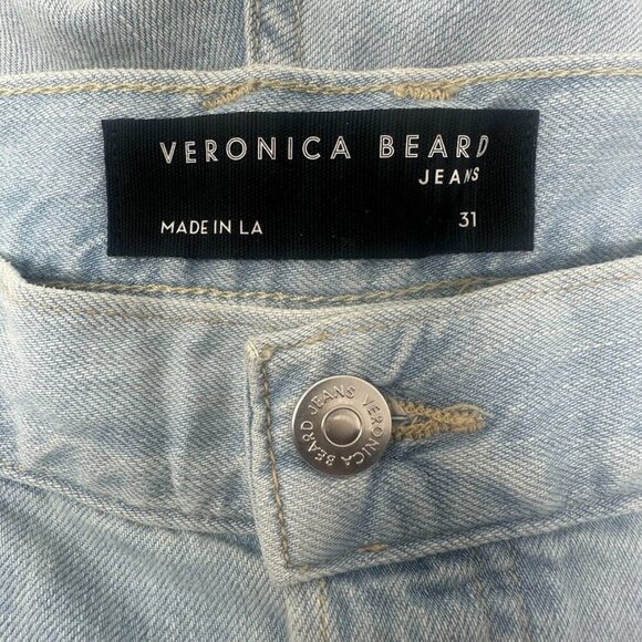 New Veronica Beard Taylor Relaxed Wide Leg High Rise Jeans 31 In Aire Wash Blue - Picture 12 of 15